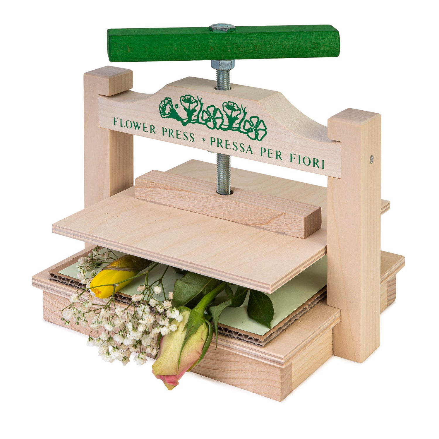 Bloemenpers XXL – Grote houten pers voor bloemen en bladeren, ideaal voor creatieve therapie bij senioren.