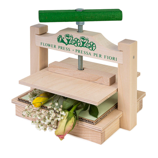 Bloemenpers XXL – Grote houten pers voor bloemen en bladeren, ideaal voor creatieve therapie bij senioren.