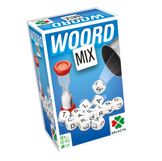 Woord Mix – Taalspel met dobbelstenen dat woordassociatie en geheugen stimuleert voor ouderen.