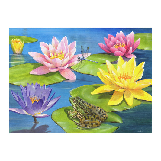 Dementie-puzzel 'Lily Pond' – 13-delige puzzel met waterlelies, stimuleert geheugen en activering voor ouderen en dementie.