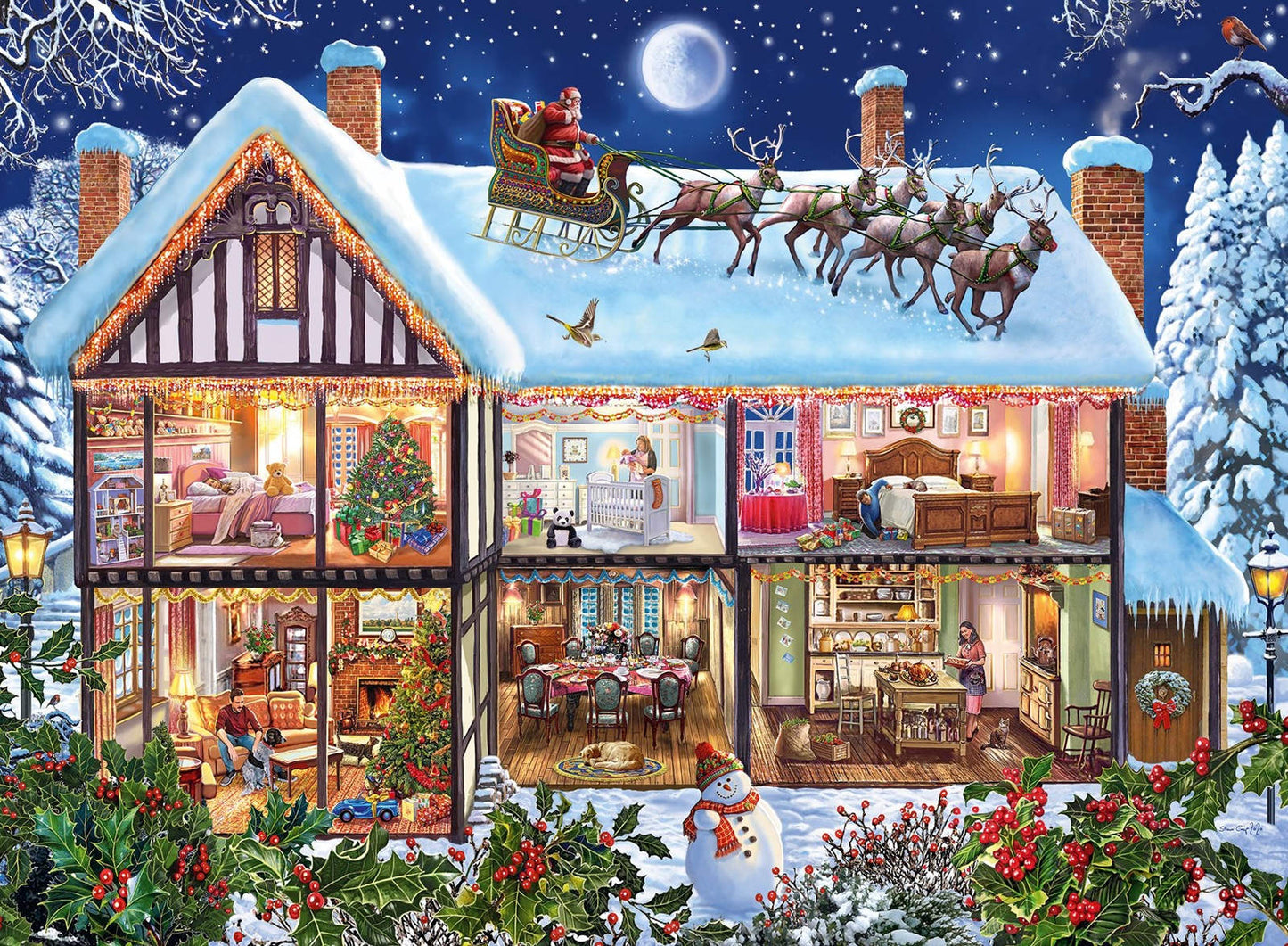 Dementiepuzzel 'Kerstmis Thuis' – 100 XXL stukjes, feestelijke puzzel die activering en herinneringen stimuleert voor ouderen.