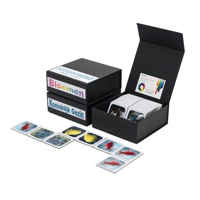 Fotodomino Huisdieren – Geheugenspel met huisdierenafbeeldingen, bevordert herkenning en activering voor senioren.