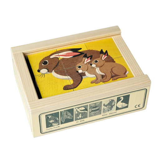 Würfelpuzzle - Tiere III (6 Teile) - Holzklötze