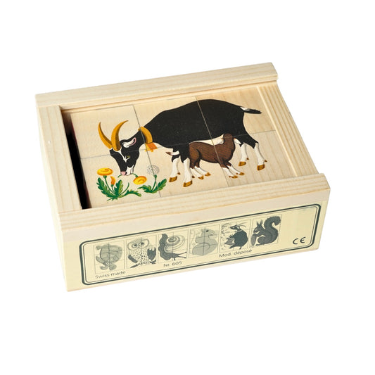 Würfelpuzzle Tiere II - 6-teiliges Holzblockpuzzle