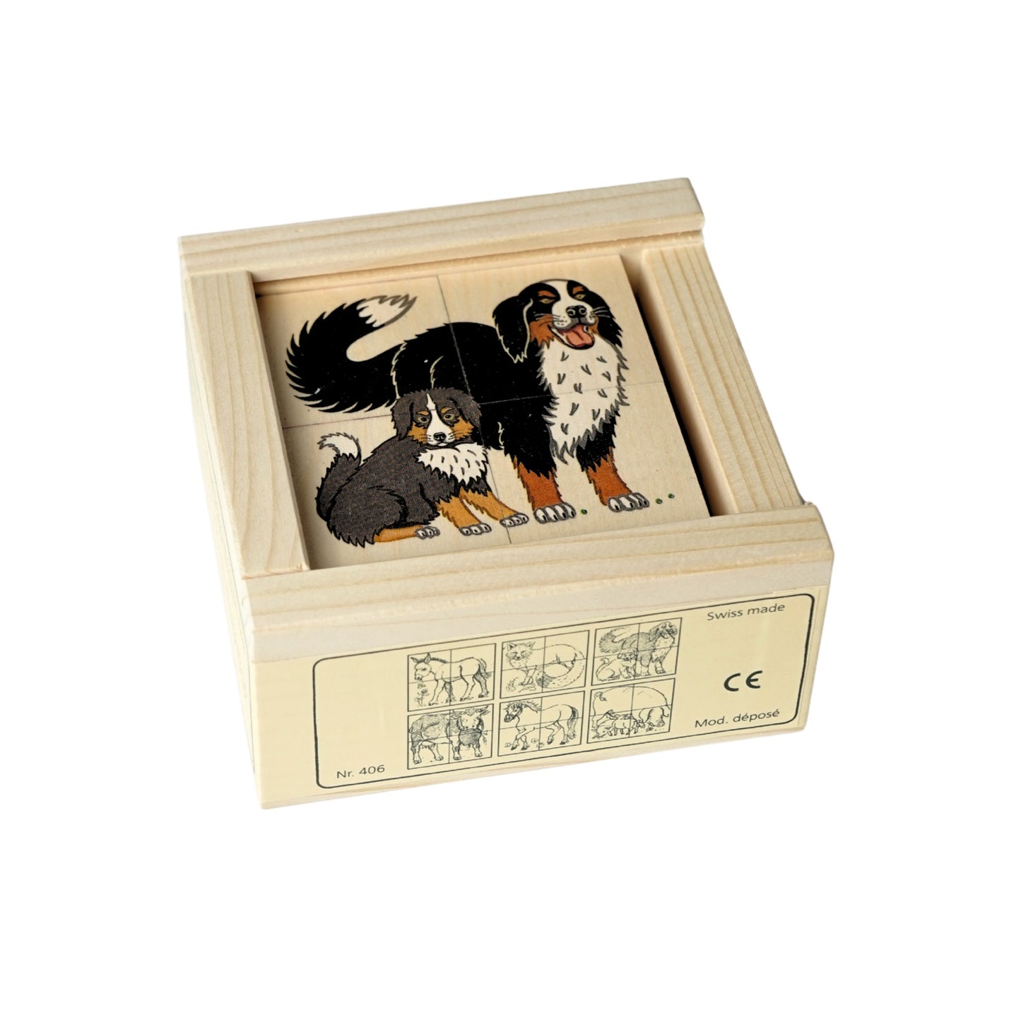 Puzzle cube animaux de la ferme - Puzzle en bois 4 pièces