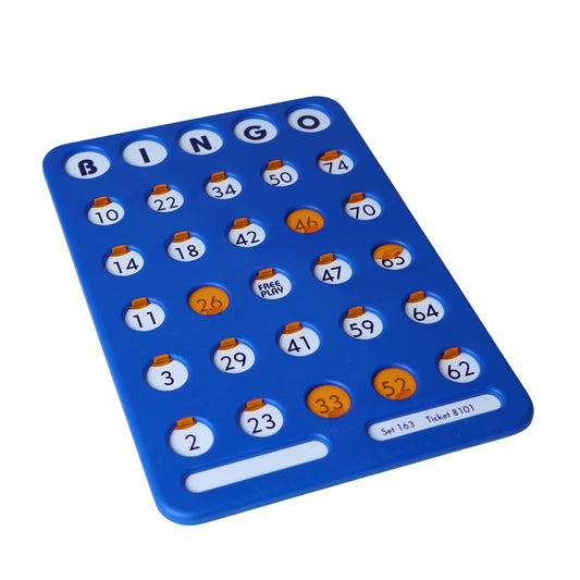 Bingo - Schiebetafel 1-75 - Praktische wiederverwendbare Bingokarte mit Schiebern