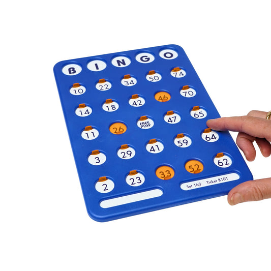 Bingo - Schiebetafel 1-75 - Praktische wiederverwendbare Bingokarte mit Schiebern