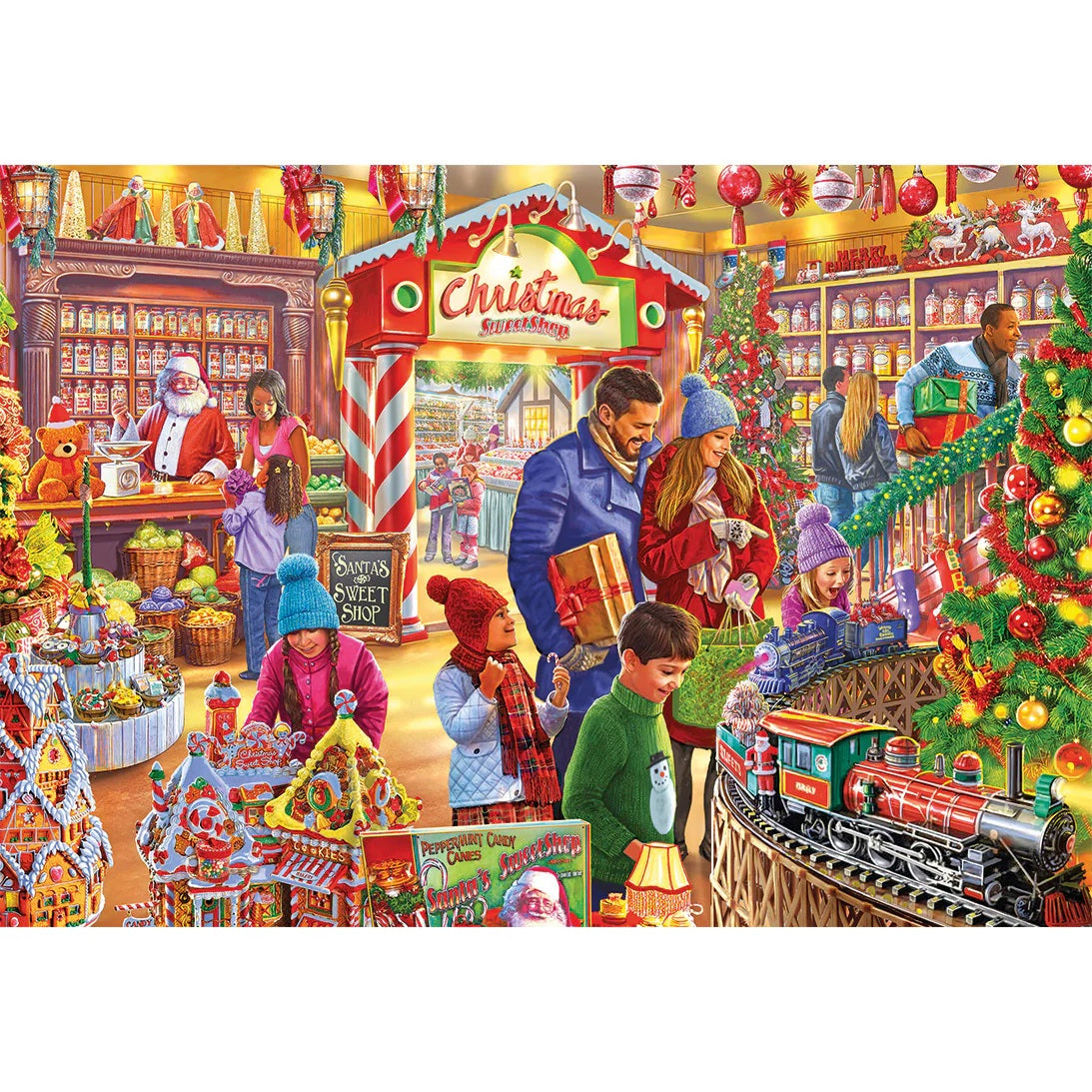 Dementie-puzzel 'Santa's Sweetshop' – 250 XL stukjes, feestelijke puzzel die activering en herinneringen stimuleert voor ouderen.