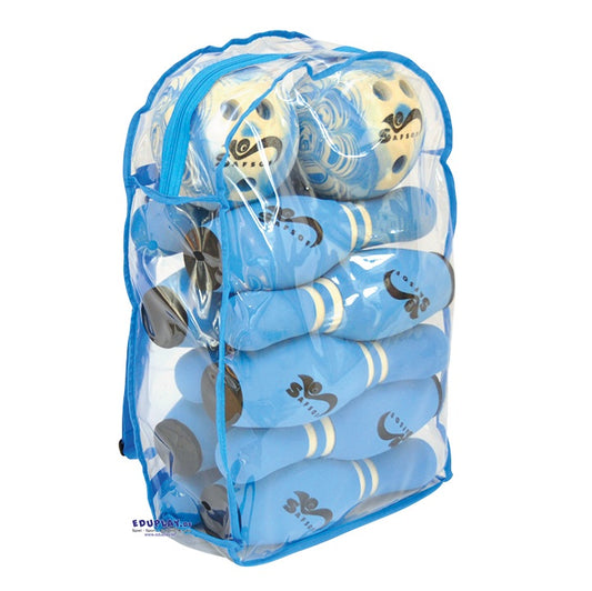 Kegelspel soft blauw – Bowlingspel dat activering en plezier biedt voor ouderen in verzorgingstehuizen.