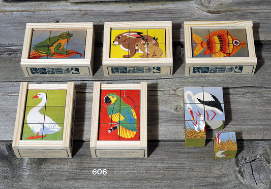 Würfelpuzzle - Tiere III (6 Teile) - Holzklötze