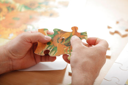 Van Gogh Zonnebloemen puzzel – Dementiepuzzel met inspirerende kunst, speciaal ontwikkeld voor geheugenstimulatie.
