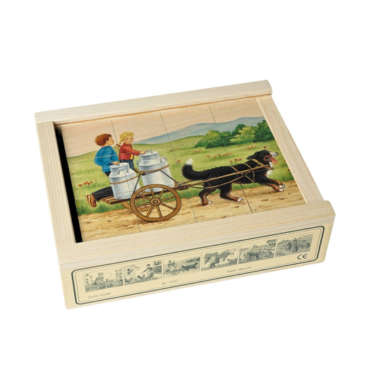 Würfelpuzzle Bauernhof 12-teilig: Rustikales Puzzle für Senioren